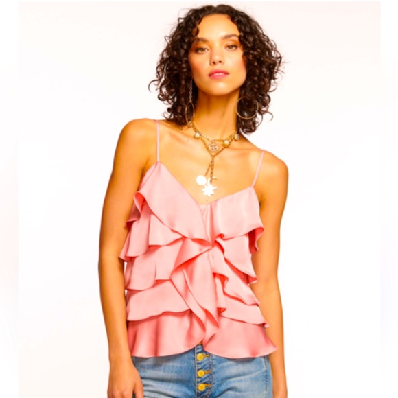 NWT Ramy Brook Kristin Light Pink Ruffled and Layered Camisole